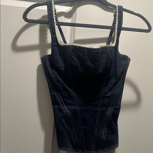 Dark Blue Denim Corset Top